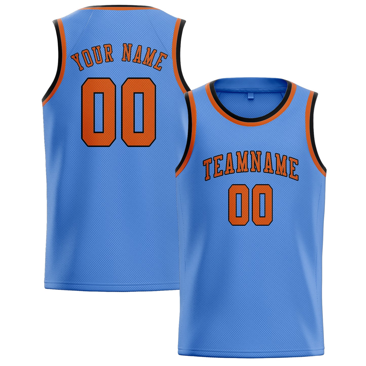 Maillot de basketball personnalisé bleu clair et orange