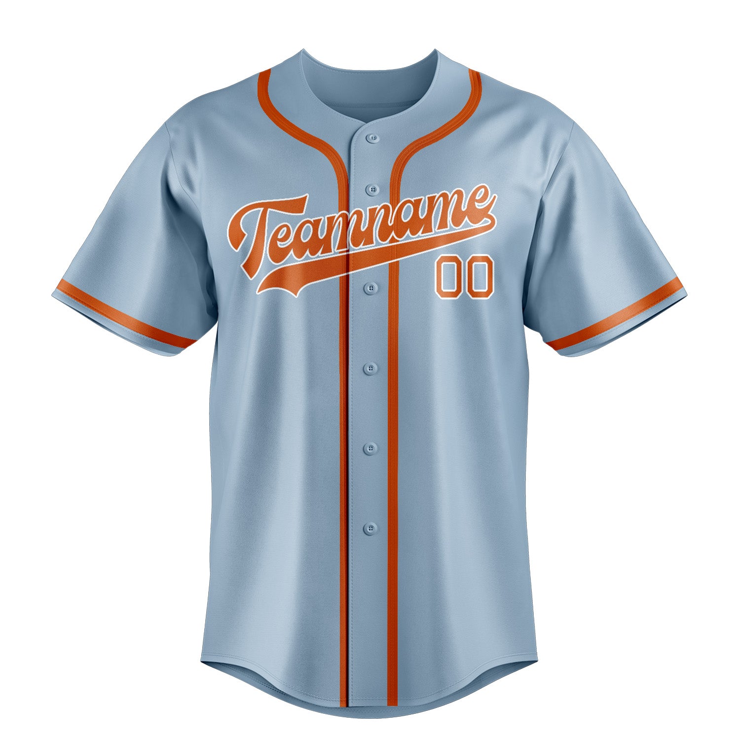 Maillot de baseball personnalisé bleu clair et orange