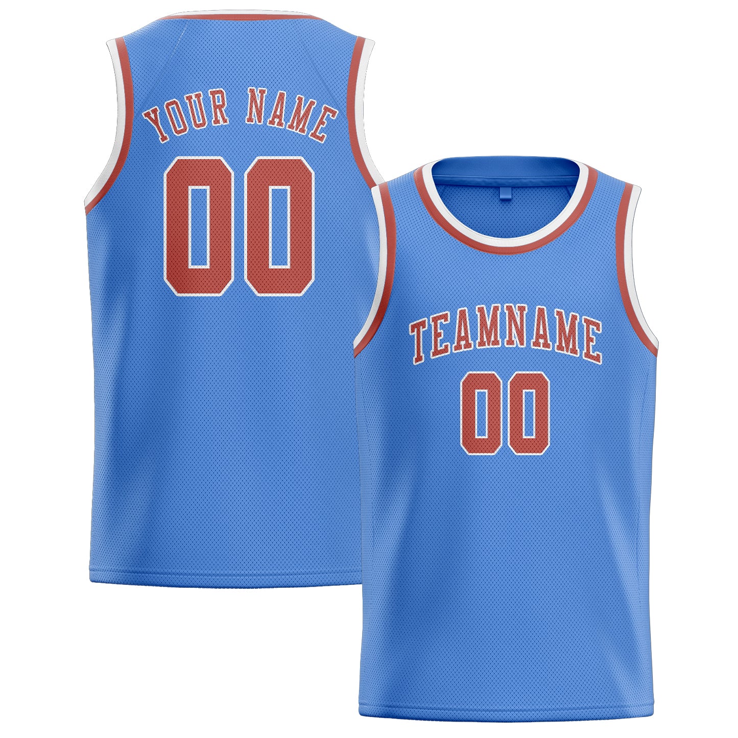 Maillot de basketball personnalisé bleu clair et rose cuivrée