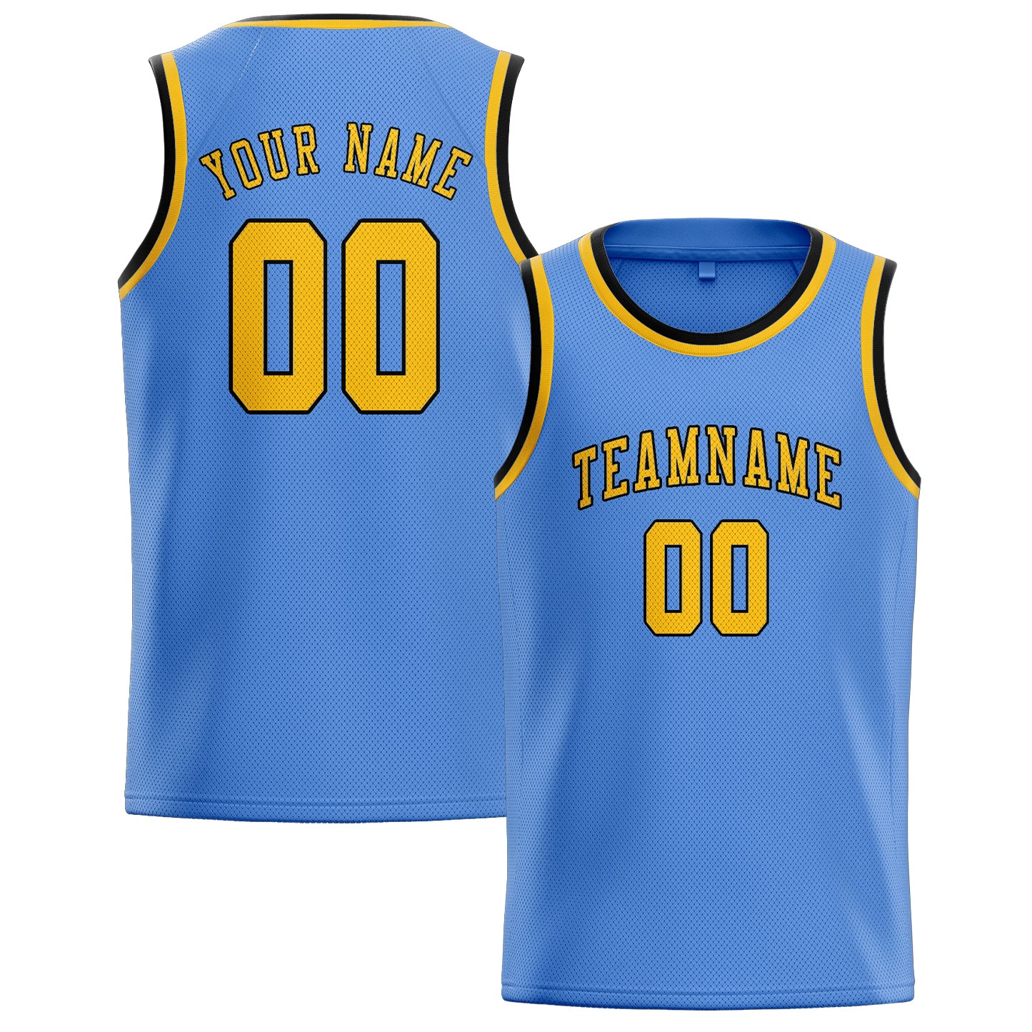 Maillot de basketball personnalisé bleu clair et or