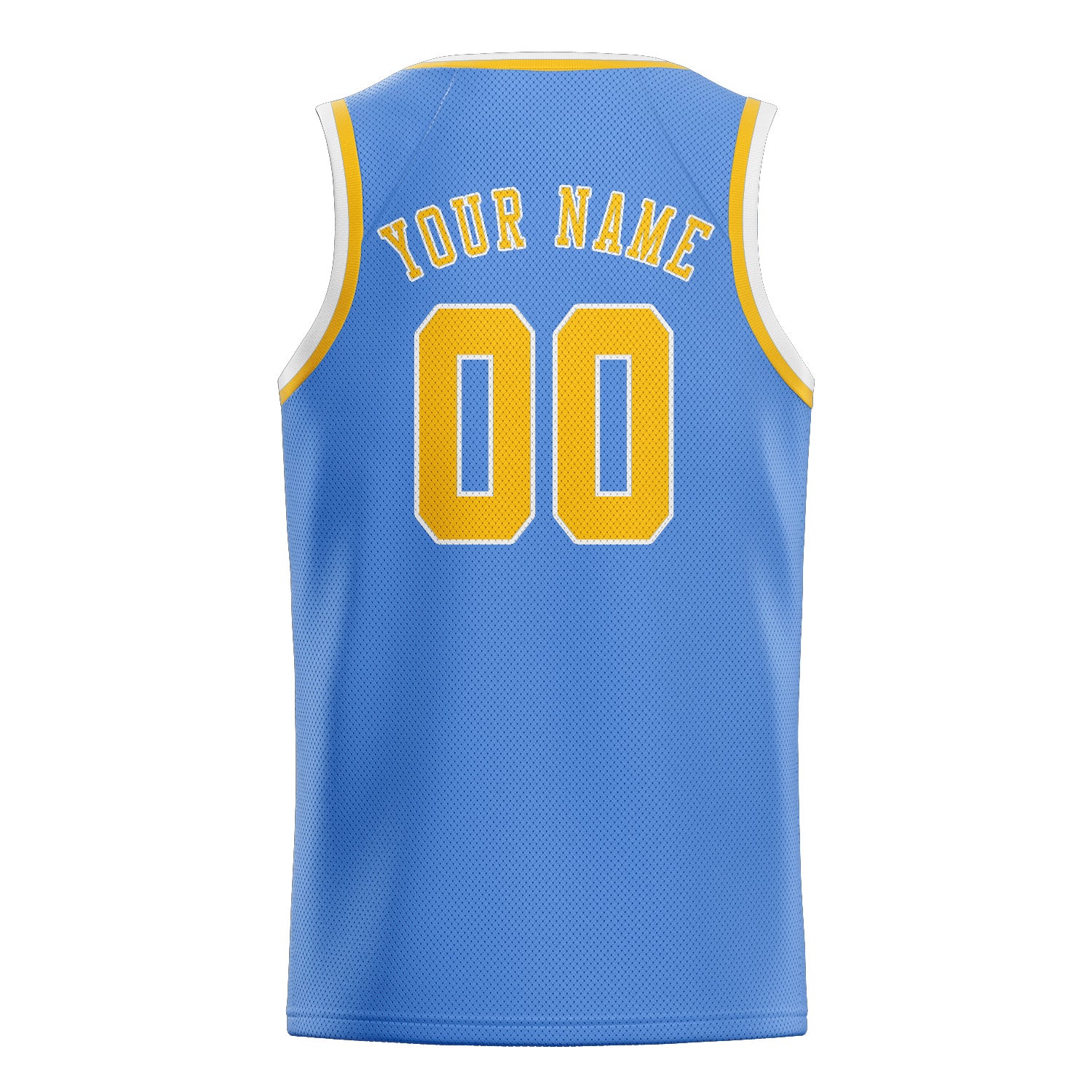 Maillot de basketball personnalisé bleu clair et or