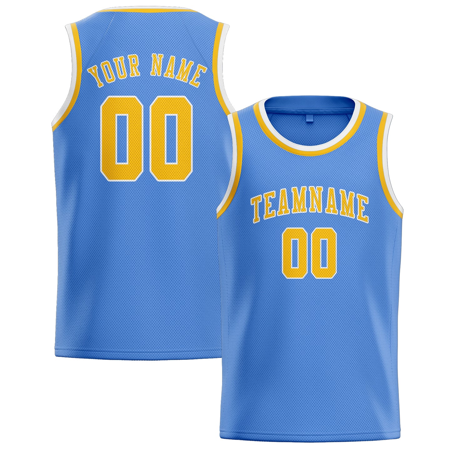 Maillot de basketball personnalisé bleu clair et or