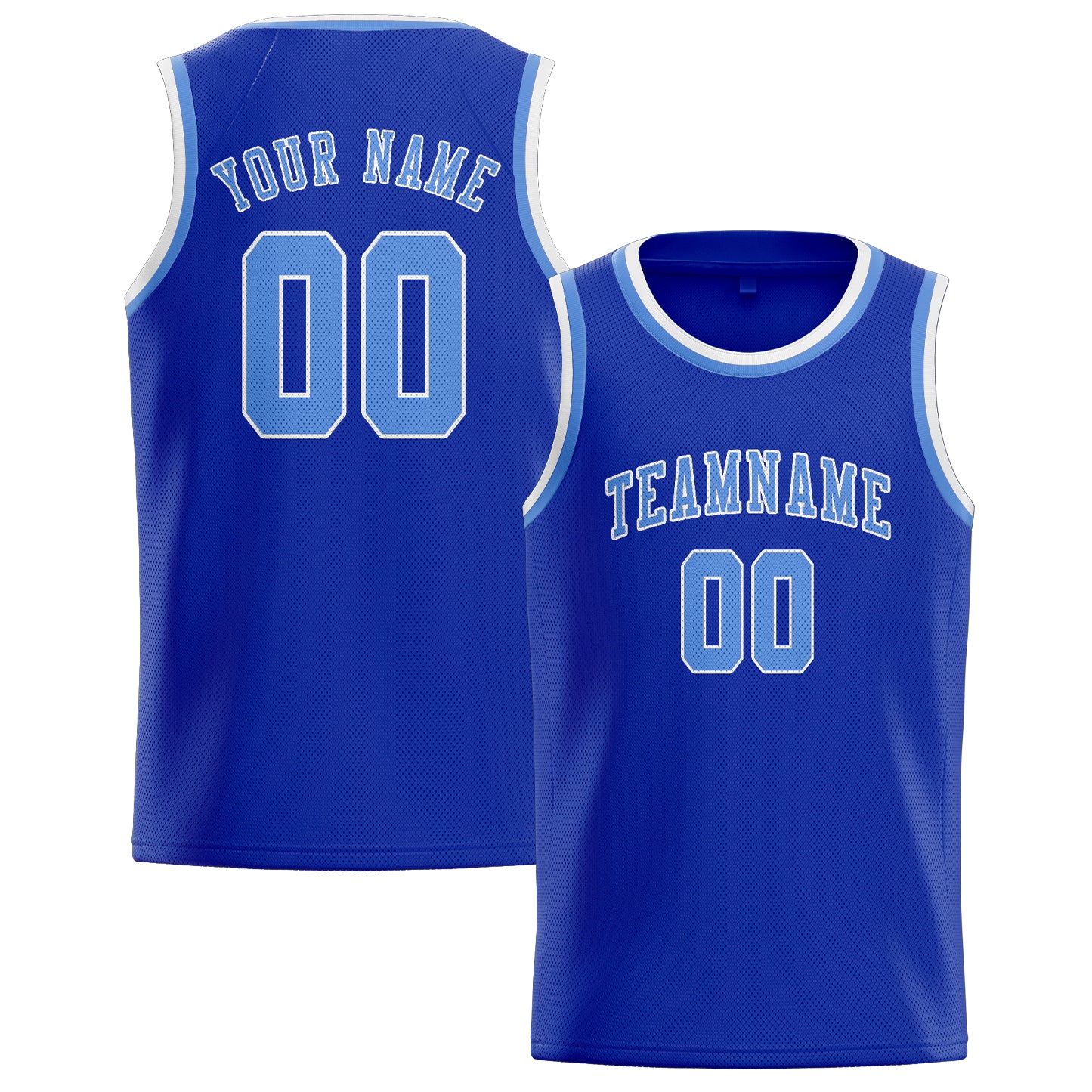 Maillot de basketball personnalisé bleu ciel et bleu clair