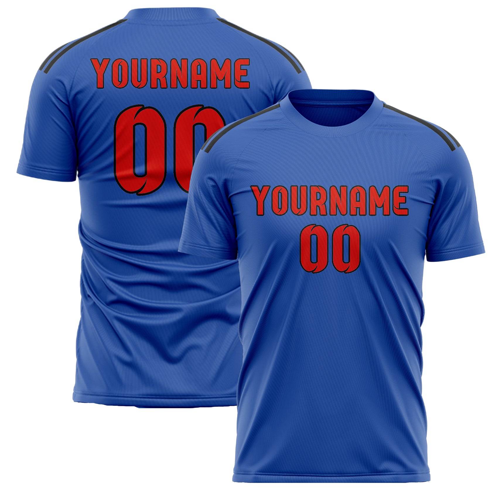 Maillot de football personnalisé bleu ciel, orange et rouge