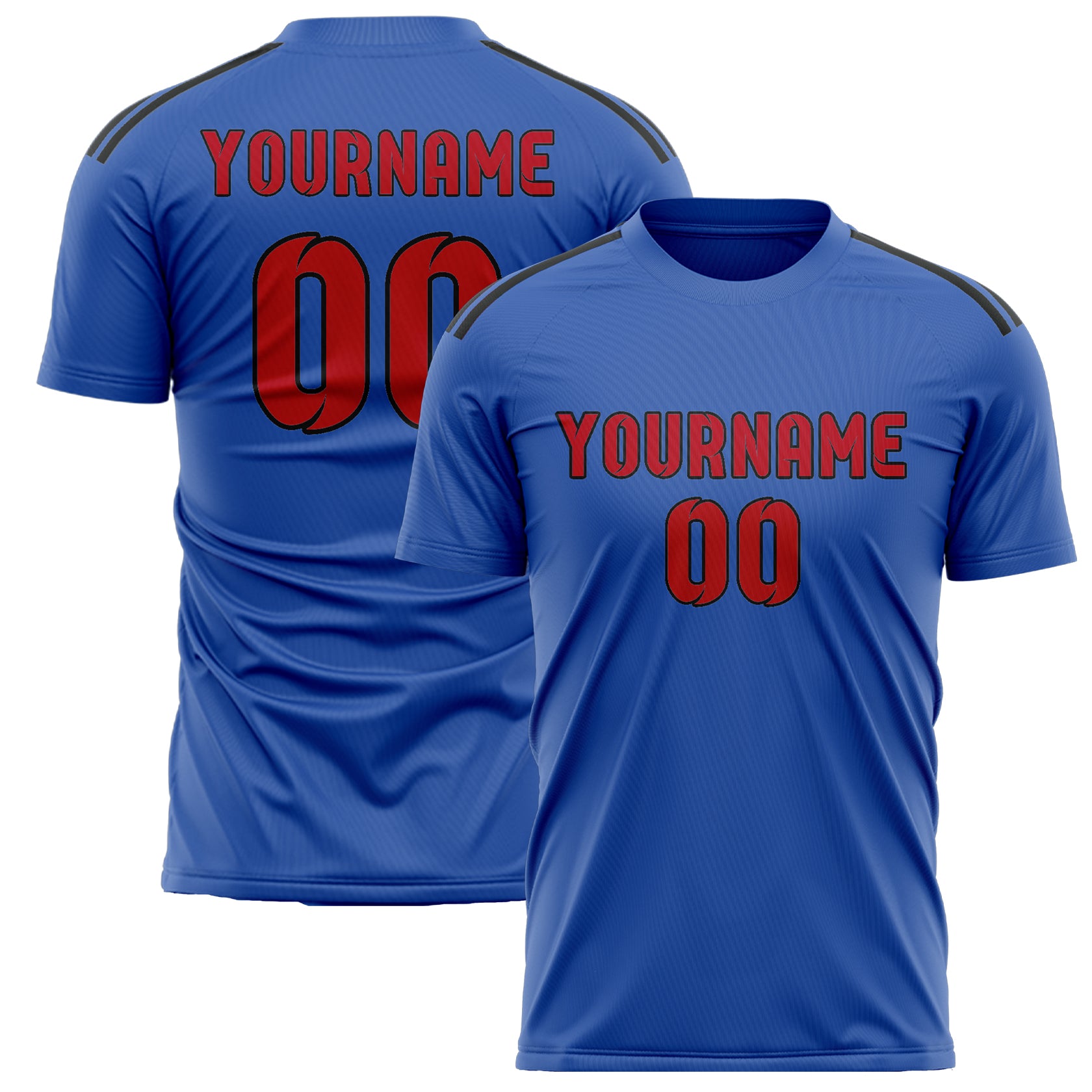 Maillot de football personnalisé bleu ciel et rouge