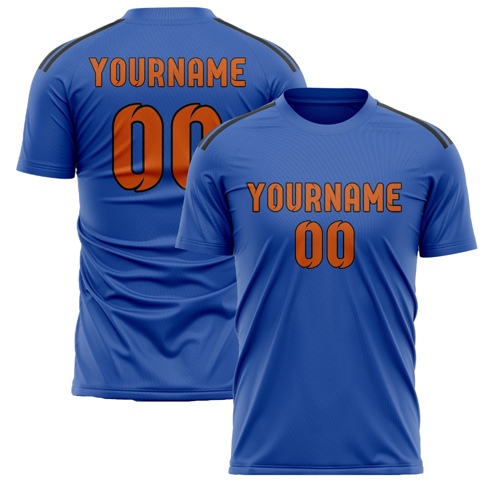Maillot de football personnalisé bleu ciel et orange