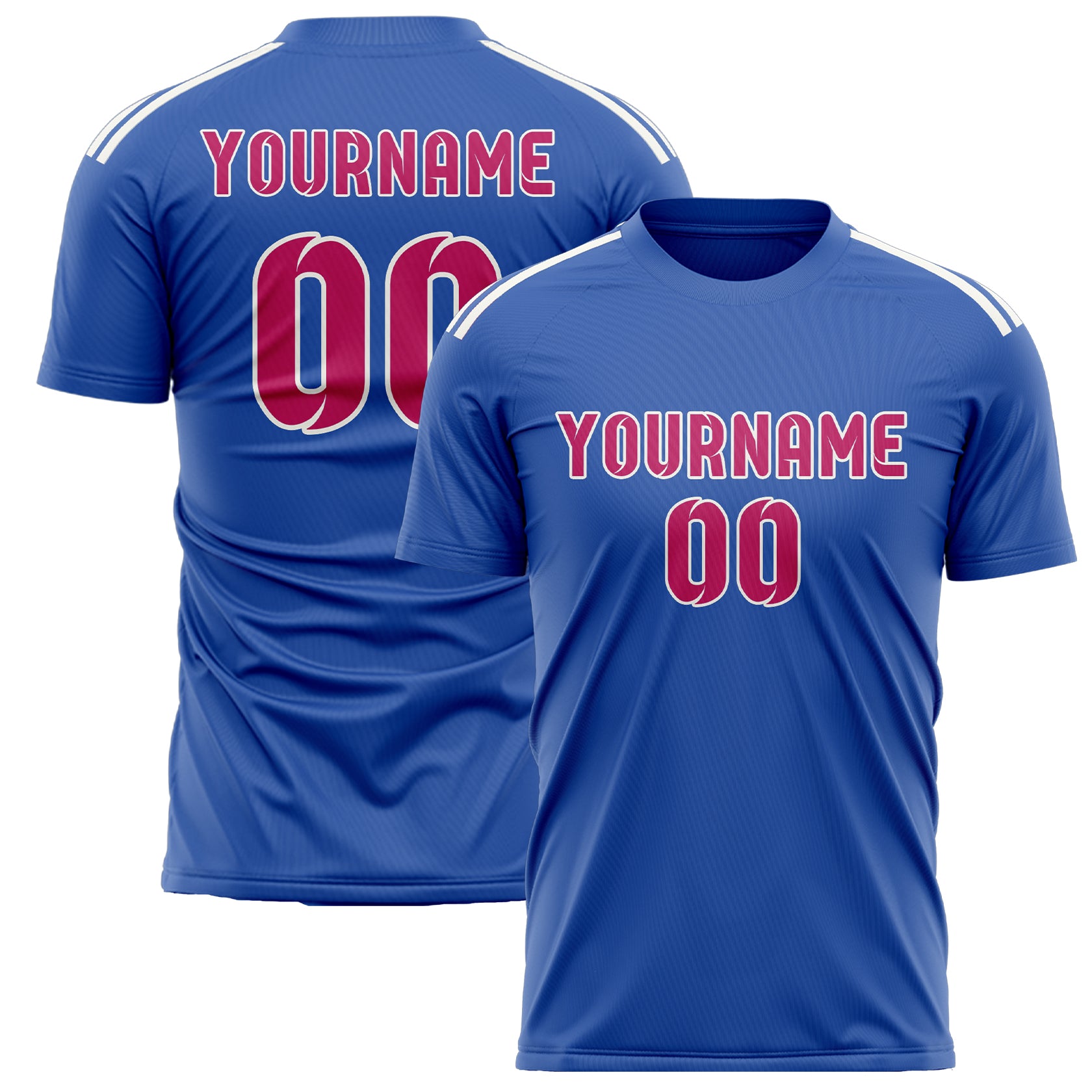 Maillot de football personnalisé bleu ciel et rose