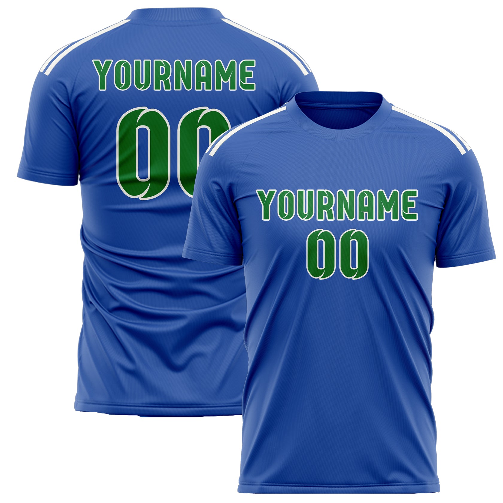 Maillot de football personnalisé bleu ciel et vert émeraude