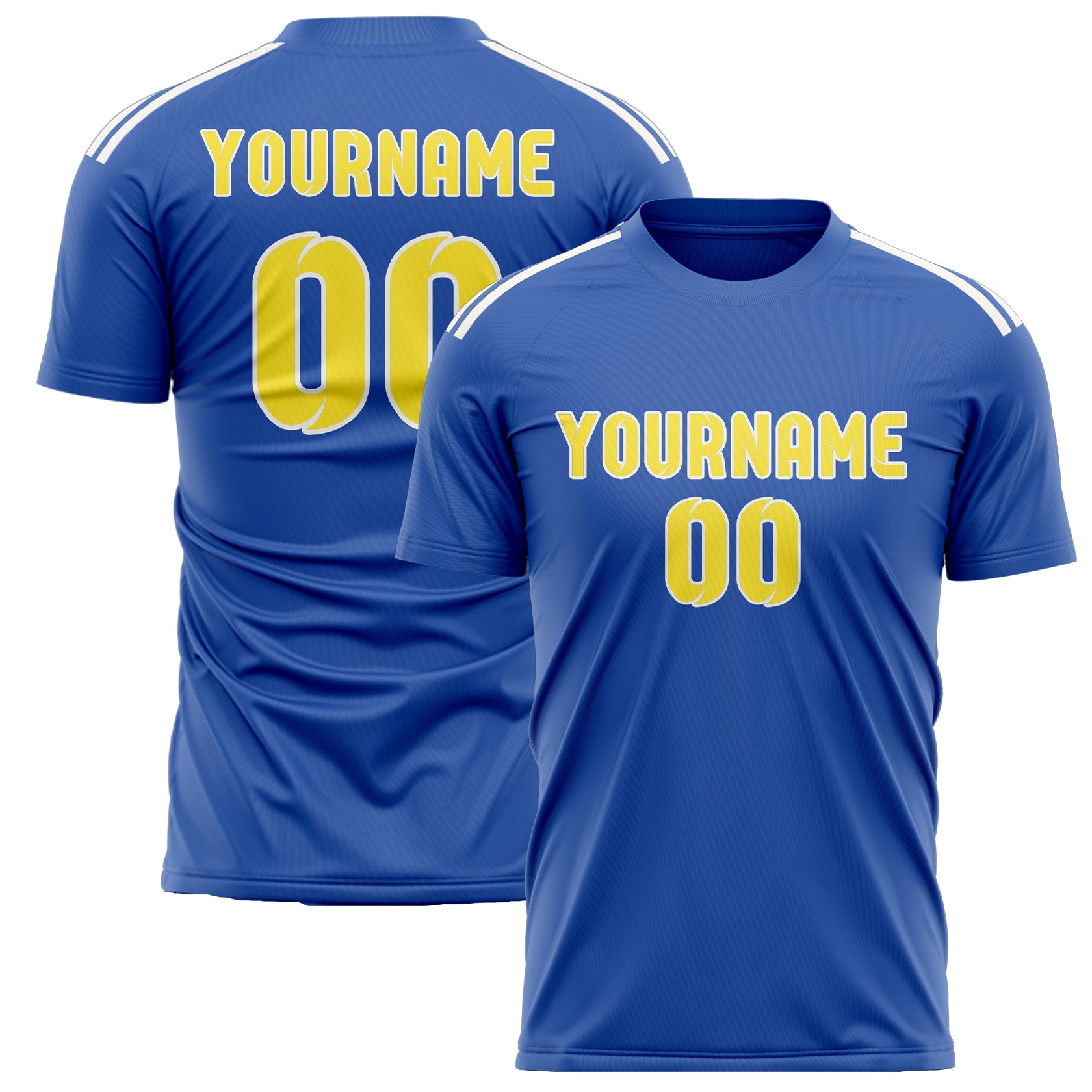 Maillot de football personnalisé bleu ciel et jaune clair