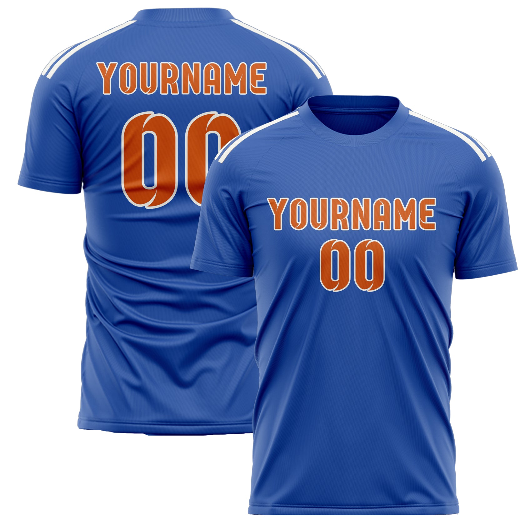 Maillot de football personnalisé bleu ciel et orange