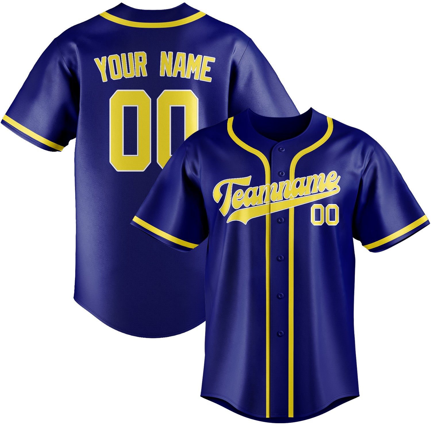 Maillot de baseball personnalisé bleu ciel et jaune clair