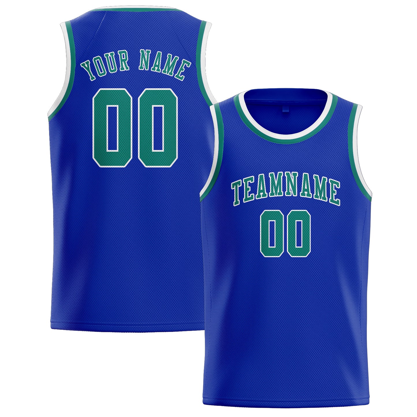 Maillot de basketball personnalisé bleu ciel, bleu et vert