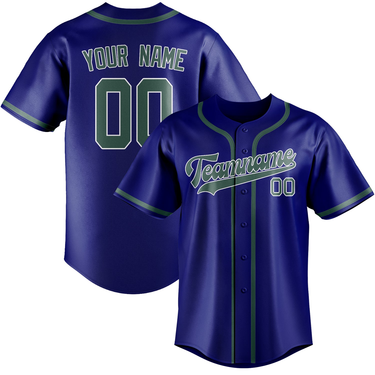 Maillot de baseball personnalisé bleu ciel, bleu et vert