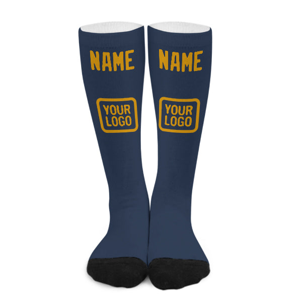Chaussettes hautes bleues et jaunes personnalisées