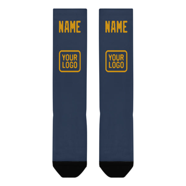 Chaussettes hautes bleues et jaunes personnalisées