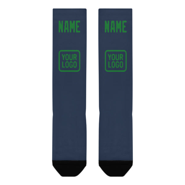Chaussettes hautes personnalisées bleu émeraude et vert genou