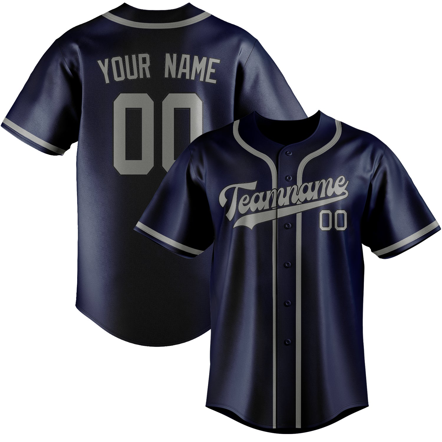 Maillot de baseball personnalisé bleu et gris
