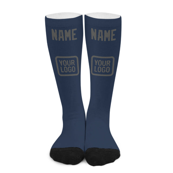 Chaussettes hautes personnalisées bleues et gris foncé