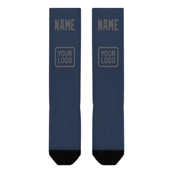 Chaussettes hautes personnalisées bleues et gris foncé
