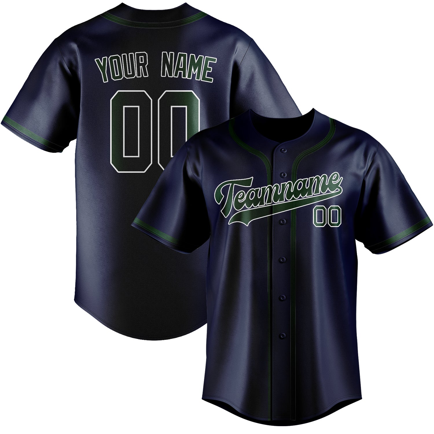 Maillot de baseball personnalisé bleu et vert