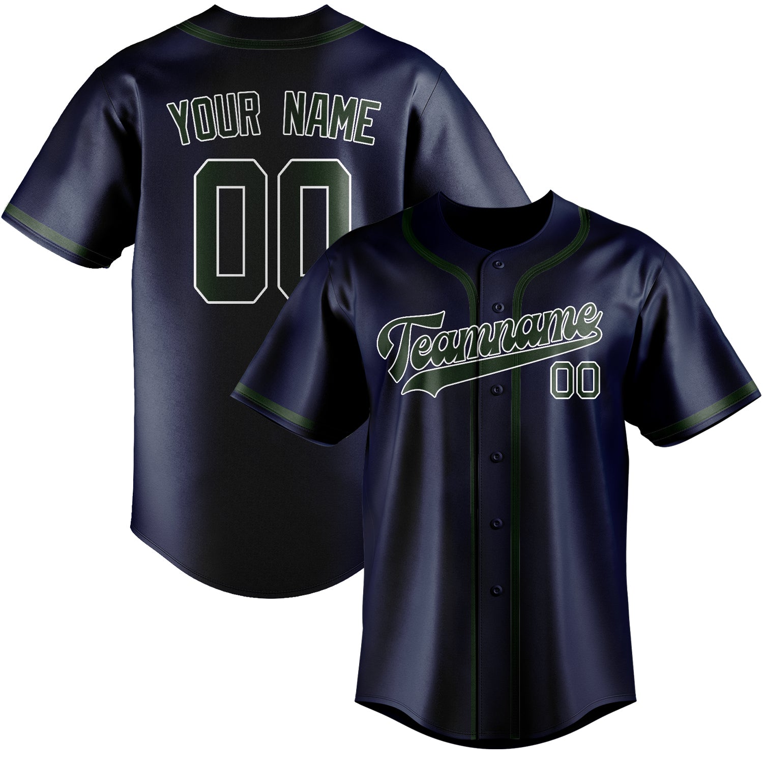 Maillot de baseball personnalisé bleu et vert foncé