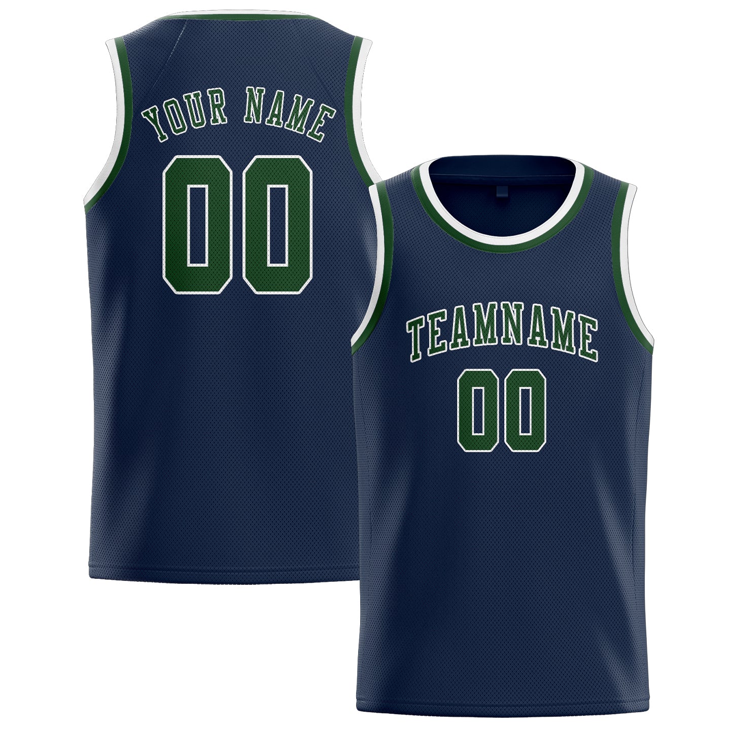 Maillot de basketball personnalisé bleu et vert foncé