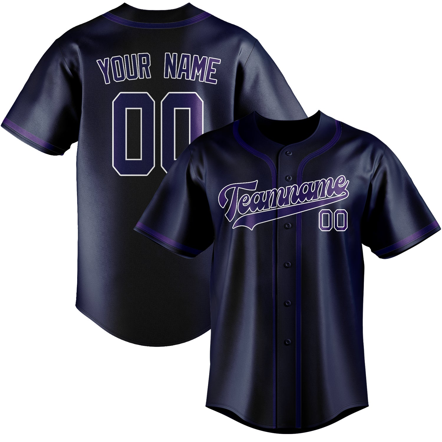 Maillot de baseball personnalisé bleu et violet