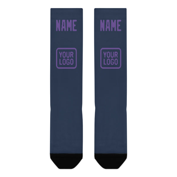 Chaussettes hautes personnalisées bleu clair et violet clair