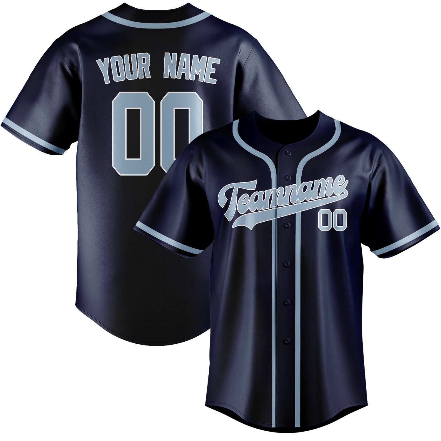 Maillot de baseball bleu clair personnalisé