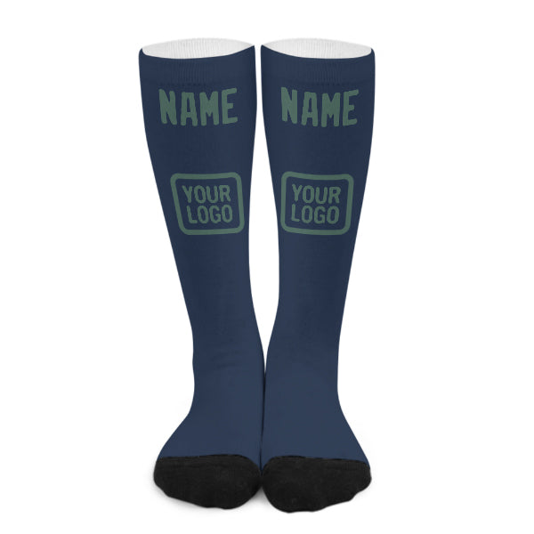 Chaussettes hautes personnalisées bleues, bleues et vertes
