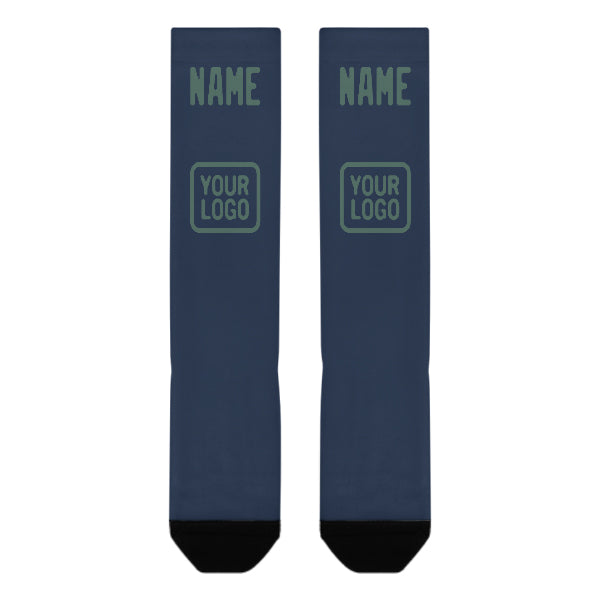 Chaussettes hautes personnalisées bleues, bleues et vertes