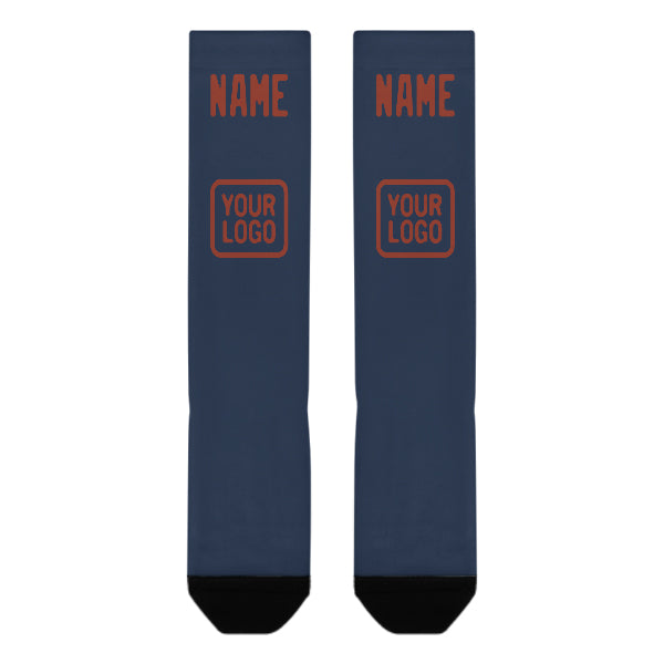 Chaussettes hautes personnalisées bleues, corail et rouges