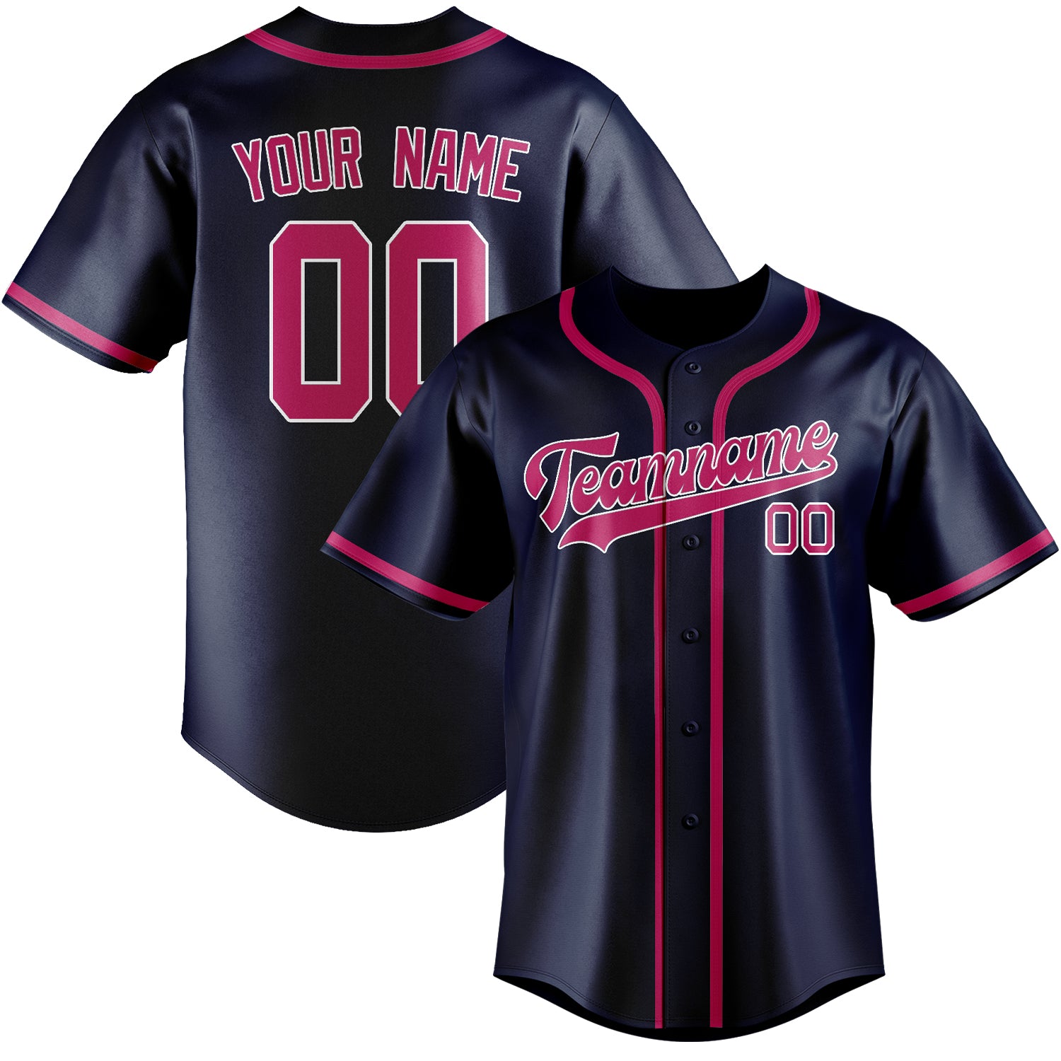 Maillot de baseball personnalisé bleu et rose