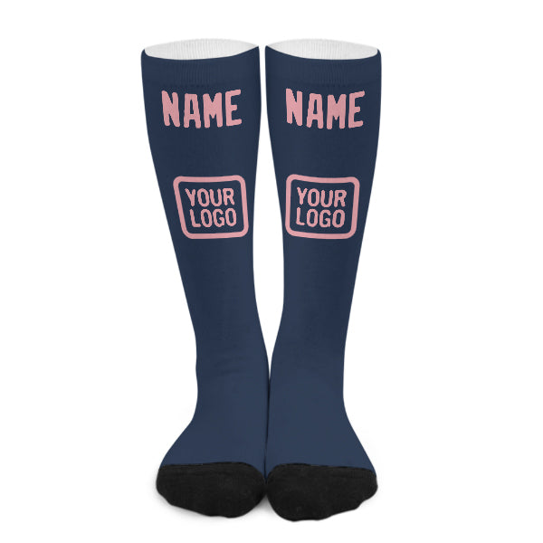 Chaussettes hautes personnalisées bleues et rose clair