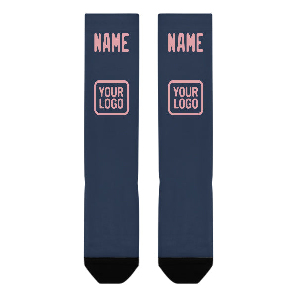 Chaussettes hautes personnalisées bleues et rose clair