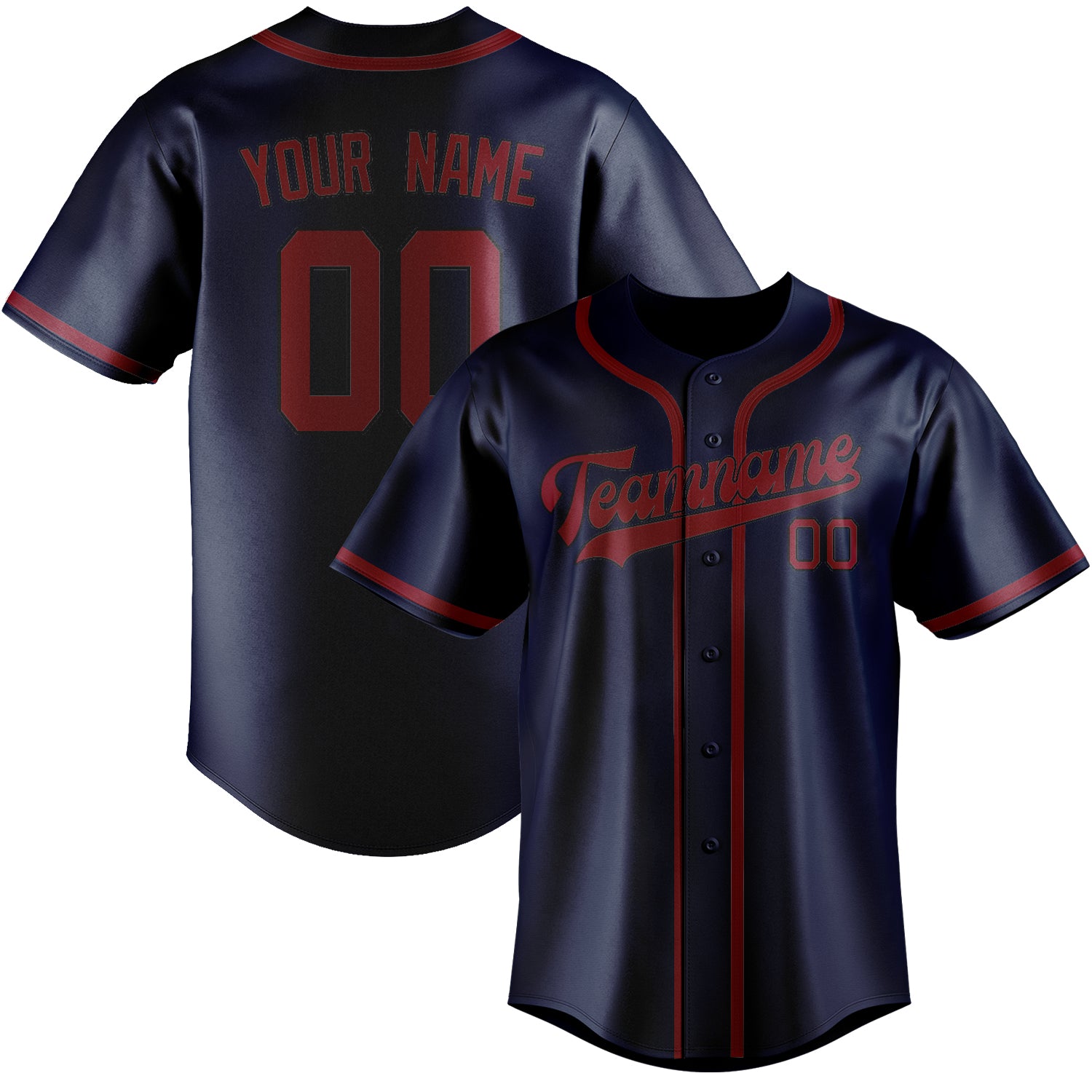 Maillot de baseball personnalisé bleu cramoisi rouge