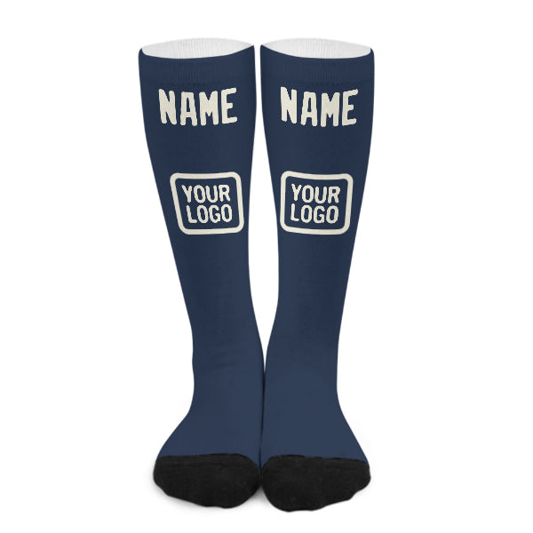 Chaussettes hautes bleues et crème personnalisées