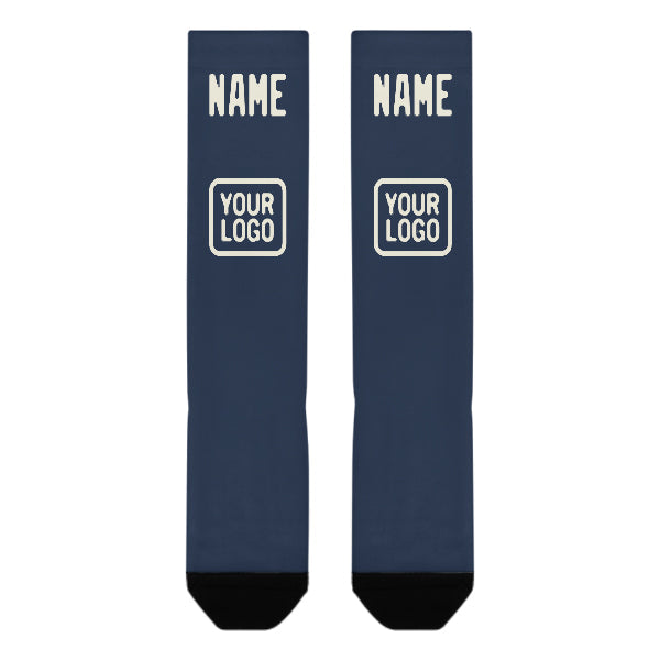 Chaussettes hautes bleues et crème personnalisées