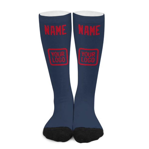 Chaussettes hautes bleues et rouges personnalisées