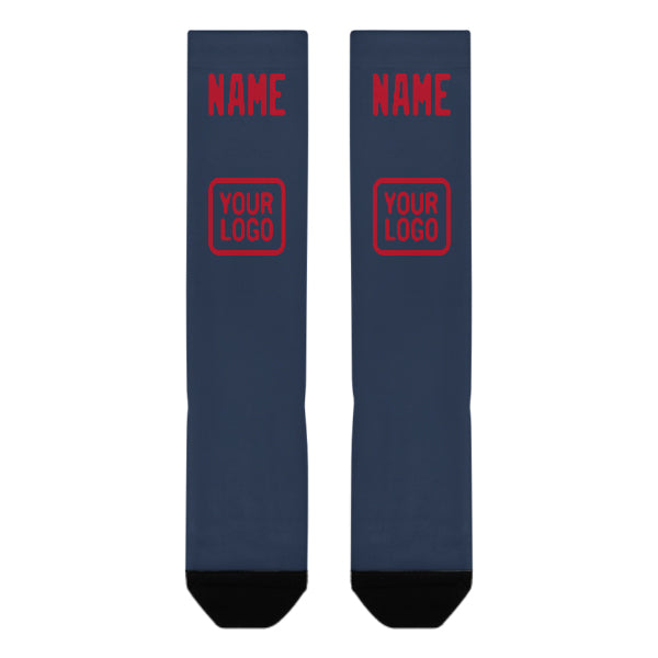 Chaussettes hautes bleues et rouges personnalisées