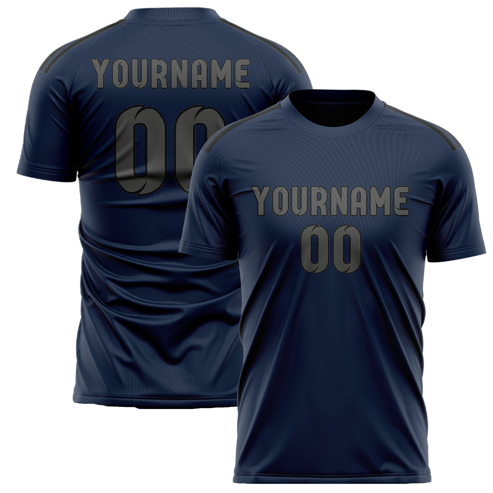 Maillot de football personnalisé bleu et gris foncé