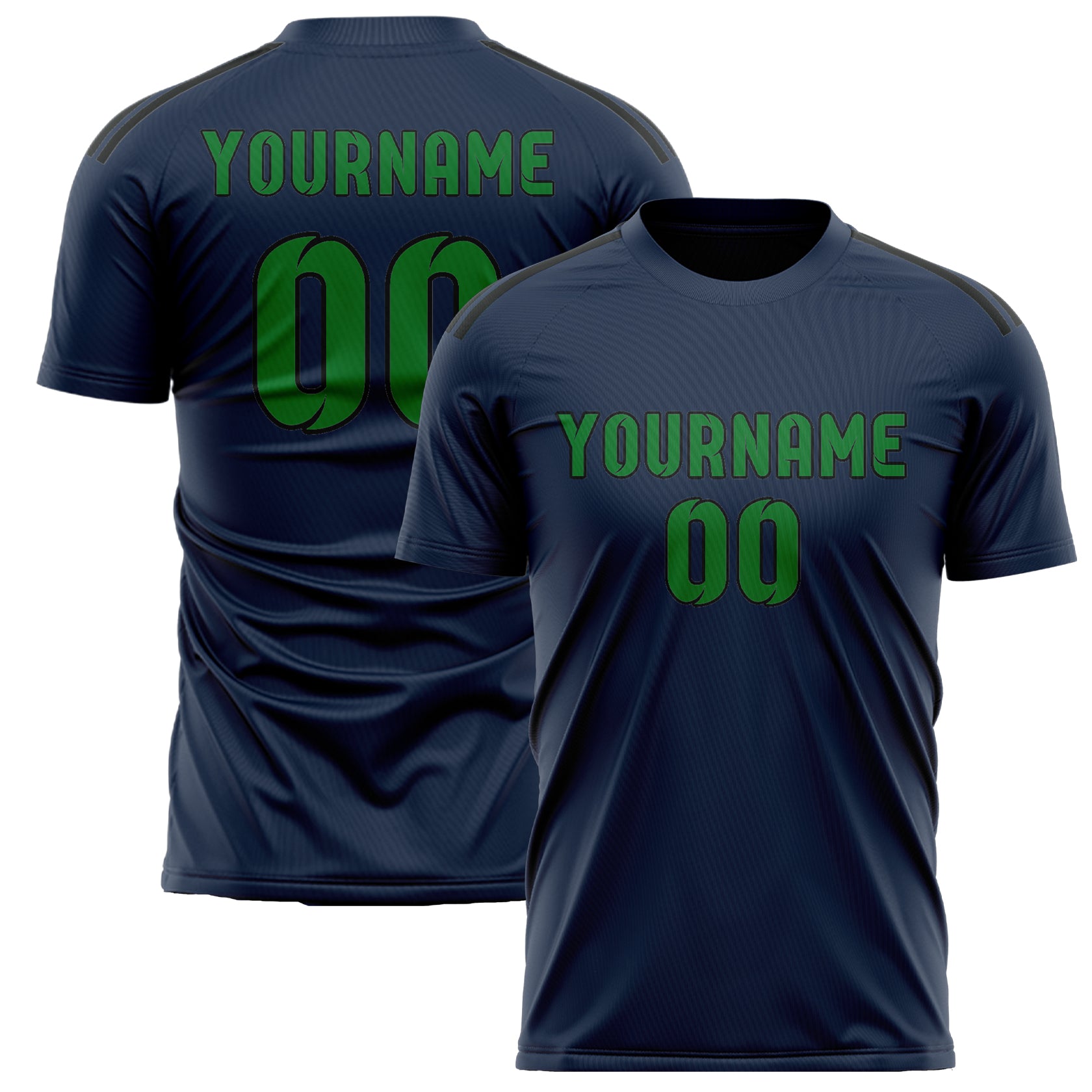 Maillot de football personnalisé bleu émeraude et vert émeraude
