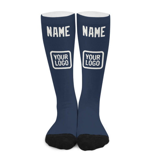 Chaussettes hautes bleues et blanches personnalisées