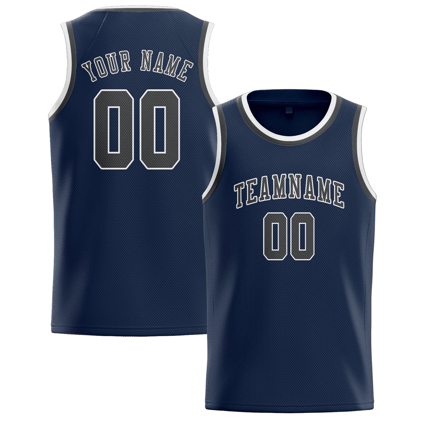 Maillot de basketball personnalisé bleu et gris foncé
