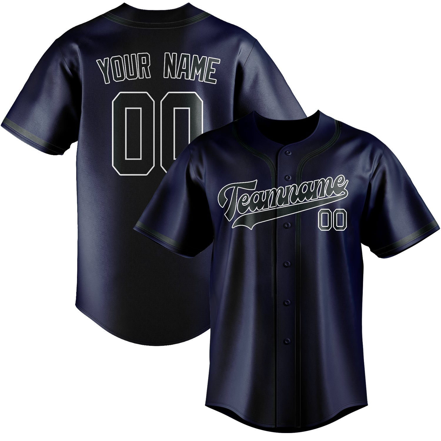 Maillot de baseball personnalisé bleu et gris foncé