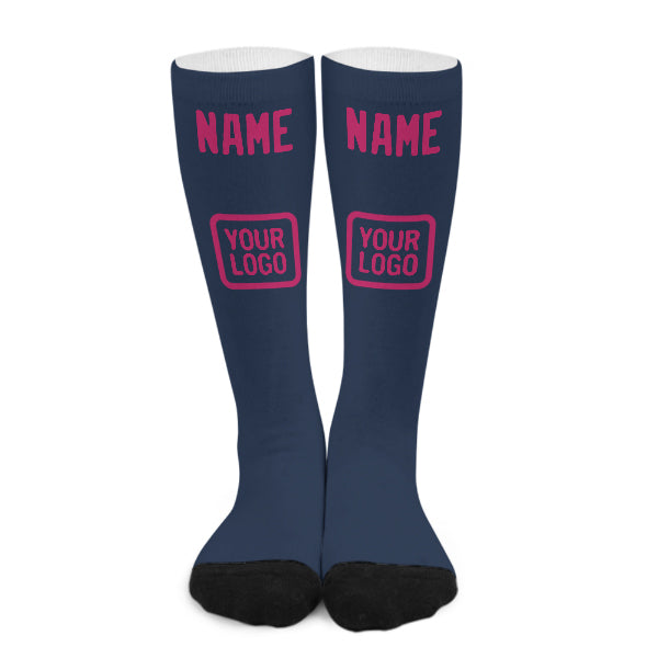 Chaussettes hautes bleues et roses personnalisées