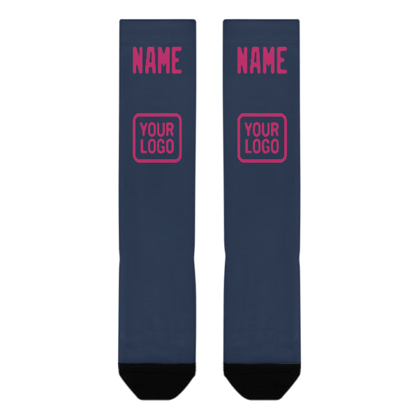Chaussettes hautes bleues et roses personnalisées