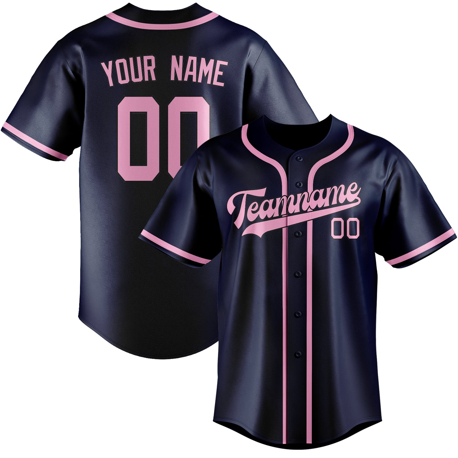 Maillot de baseball personnalisé bleu et rose clair