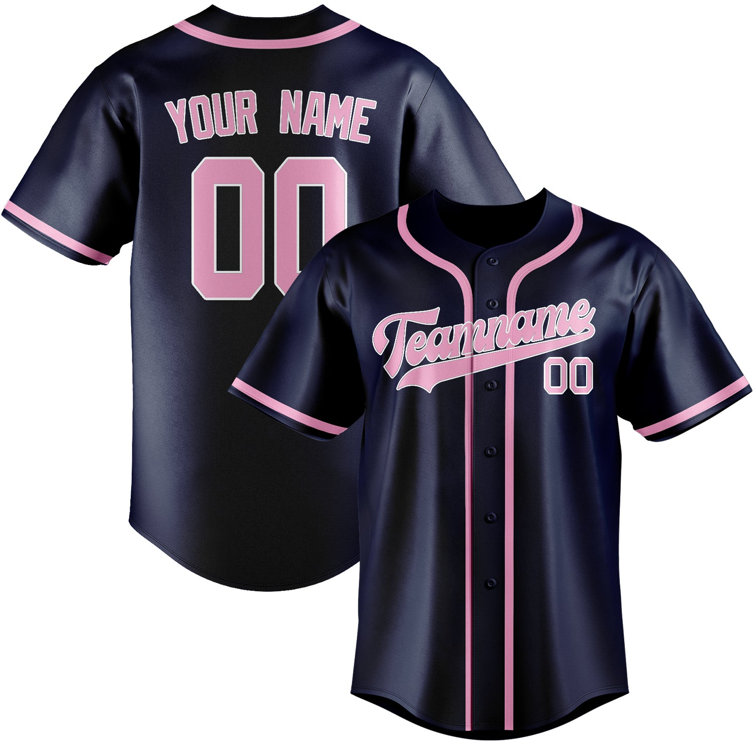 Maillot de baseball personnalisé bleu et rose clair