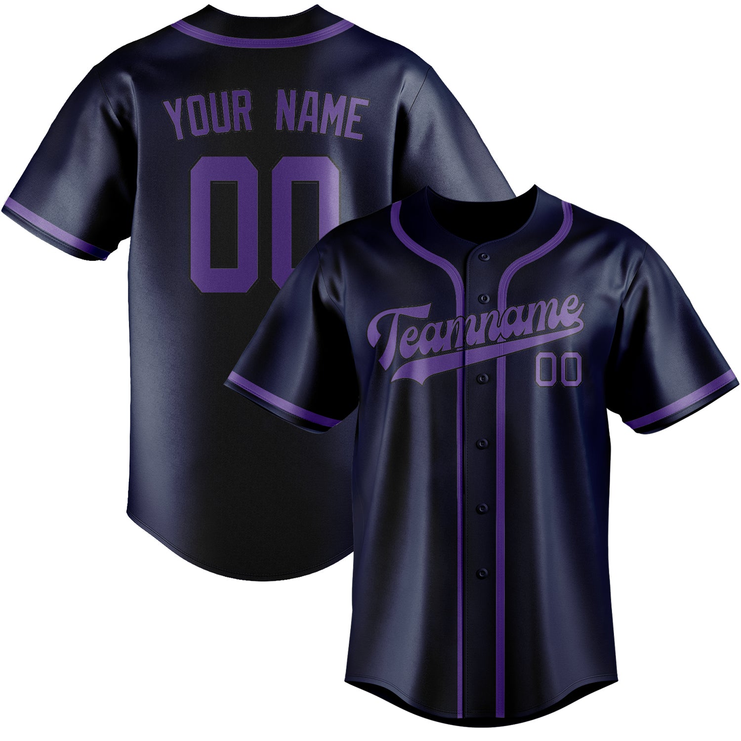 Maillot de baseball personnalisé bleu clair et violet